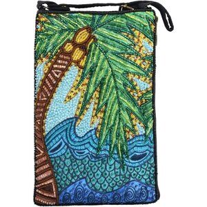 Sarah Walters Palm Club Beaded Women's Crossbody Wristlet Purse